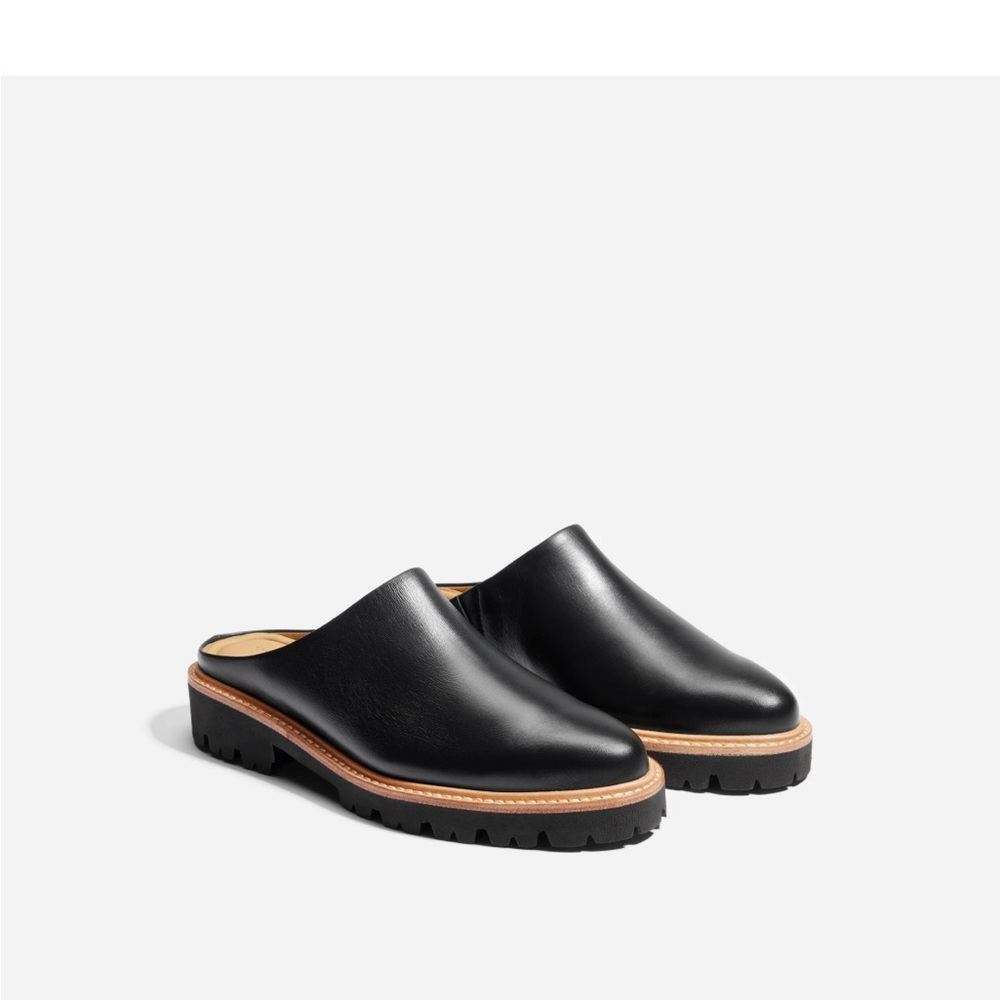 NWT Nisolo Black Leather Lug-Sole Mules